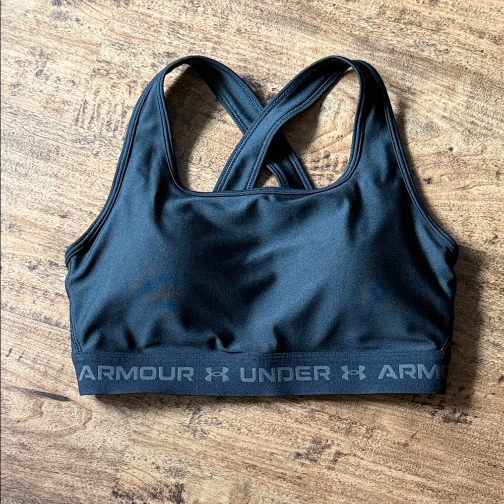 Under Armour Black Crossback Logo Band Sports Bra